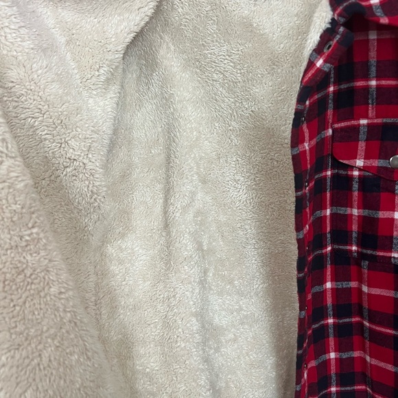 Lucky Brand Sherpa Lined Red and Blue Plaid Flannel - Picture 6 of 8